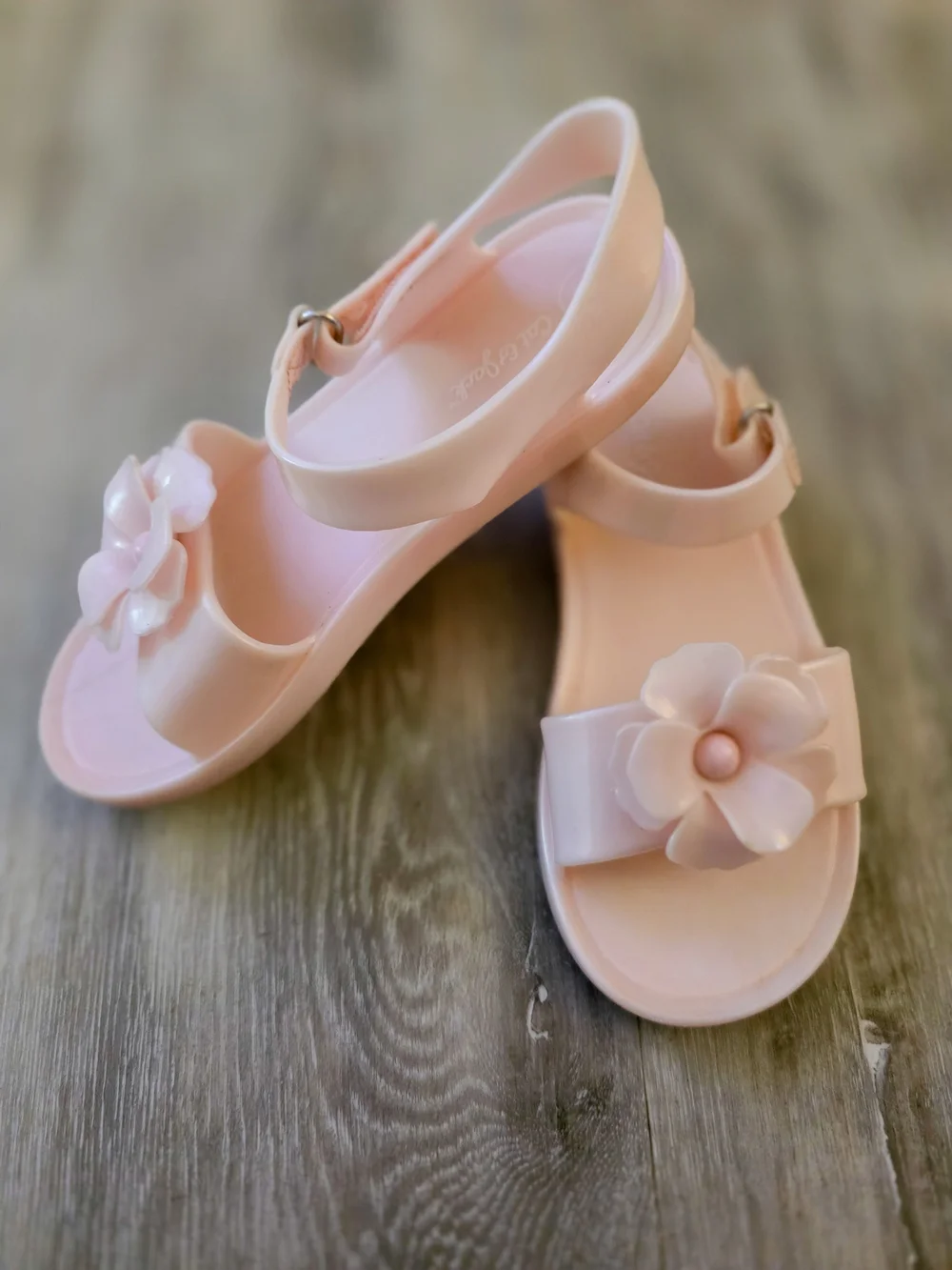 Cat & Jack Pink Jelly Sandals Girls Size 11 Floral Waterproof Summer Shoes